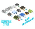 Air hangar concept icons set, isometric style Royalty Free Stock Photo