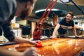 Air hockey is fun even for adults Royalty Free Stock Photo