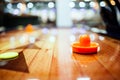 Air hockey is fun even for adults Royalty Free Stock Photo