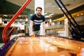 Air hockey is fun even for adults Royalty Free Stock Photo