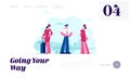 Air Hostess Service Website Landing Page. Aviation Aircrew Characters Pilot and Stewardesses Wearing Uniform and Luggage