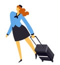 Air hostess or stewardess, flight attendant in uniform with suitcase Royalty Free Stock Photo