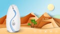 Air humidifier egyptian style vector background. Domestic appliance for microclimate humidity control