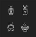 Air humidifiers designs chalk white icons set on black background. Minimalistic air purifiers, climate control