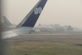 Air India Express plane lands in smog Royalty Free Stock Photo