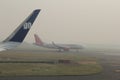 Air India Express plane lands in smog Royalty Free Stock Photo