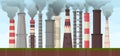 Air industrial pollution environmental issues smoke chimney industry  illustration. Global pipe toxic dirty smog. Factory Royalty Free Stock Photo