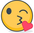 Air kiss emoticon. Isolated emoticon.