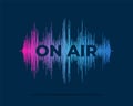 On air live streaming broadcast advertising banner concept. Radio podcasting and broadcasting studio poster design Royalty Free Stock Photo