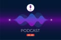 On air live streaming broadcast poster concept. Radio podcasting and broadcasting studio banner design. Microphone Royalty Free Stock Photo