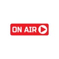 ON Air live streaming radio and television icon vector. Broadcast studio light Royalty Free Stock Photo