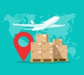 Air logistics cargo delivery global mail service by plane vector or aircraft freight airmail parcels packages world courier