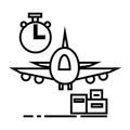 Air logistics,fast delivery vector line icon, sign, illustration on background, editable strokes