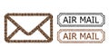 Air Mail Distress Rubber Stamps with Notches and Envelope Mosaic of Coffee Seeds Royalty Free Stock Photo