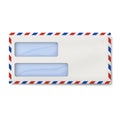 Air mail DL envelope with two windows for addressee and return, sender`s address isolated Royalty Free Stock Photo