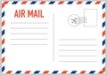 Air mail envelope with postal stamp isolated on white background. Royalty Free Stock Photo