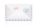 Air mail envelope with postal stamp isolated on Royalty Free Stock Photo