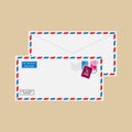 Air mail envelope with postmarks Royalty Free Stock Photo