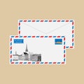 Air mail envelope with postmarks Royalty Free Stock Photo