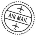 Air mail label. Round postal mark template