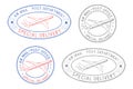 Air mail postmarks. Colored set with plane symbol and Special Delivery stamp Royalty Free Stock Photo