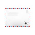 Air mail realistic envelope with address lines isolated on white. Postal background. Vector illustration Royalty Free Stock Photo