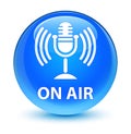 On air (mic icon) glassy cyan blue round button