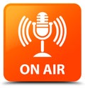 On air (mic icon) orange square button Royalty Free Stock Photo