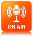 On air (mic icon) orange square button Royalty Free Stock Photo