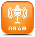 On air (mic icon) special orange square button Royalty Free Stock Photo