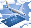 An air miles reward credit card is seen isolated on a blue background