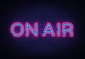 On Air neon sign vector. On Air Radio Design template neon sign, light banner, neon signboard, nightly bright Royalty Free Stock Photo