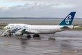 Air New Zealand Boeing 747-419 ZK-NBT on the tarmac at Auckland International Airport. Royalty Free Stock Photo