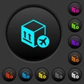 Air package transportation dark push buttons with color icons Royalty Free Stock Photo