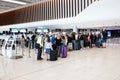 Air passengers and travellers check in at Manchester Airport terminal 2 departure lounge Royalty Free Stock Photo