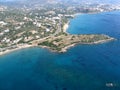 Air photograph, Amoudara Beach, Agios Nikolaos, Crete, Greece Royalty Free Stock Photo