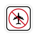 Air Plane Black Silhouette Ban Icon. Warning Airplane Forbidden Pictogram. Aviation Red Stop Circle Symbol. Alert No Royalty Free Stock Photo