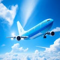 air plane flight transportation on sky with beautiful view generative by AI Royalty Free Stock Photo