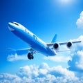 air plane flight transportation on sky with beautiful view generative by AI Royalty Free Stock Photo