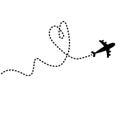 Air plane icon. Black silhouette shape. Airplane flying. Dash line heart loop in the sky. Travel trace. Happy Valentines Day Love Royalty Free Stock Photo