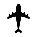 Air plane icon. Black silhouette shape. Airplane flying sign symbol. Travel concept. Flat design. White background. Isolated Royalty Free Stock Photo