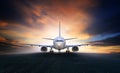 Air plane preparing to take off on airport runways use for air t Royalty Free Stock Photo