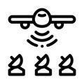 Air plane radar signal icon vector outline illustration Royalty Free Stock Photo