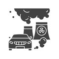 Air pollution black glyph icon. Environmental problems. Sign for web page, app. UI UX GUI design element