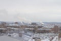 Air pollution, black sky over industrial city