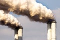 Air pollution brown coal power station chimneys Royalty Free Stock Photo