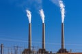 Air pollution from coal-powered plant smoke stacks Royalty Free Stock Photo