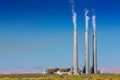 Air pollution from coal-powered plant smoke stacks Royalty Free Stock Photo