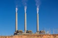 Air pollution from coal-powered plant smoke stacks