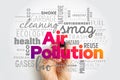 Air Pollution is the contamination of air due to the presence of substances in the atmosphere that are harmful to the health, word